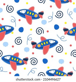 Cute Airplane Illustration Pattern Design