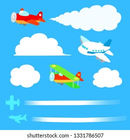Cute airplane illustration set