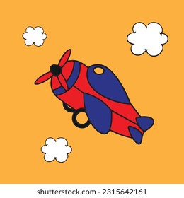 Avión corto sobre un fondo naranja
