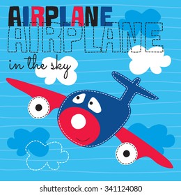 Cute Airplane In The Sky Vector Illustration