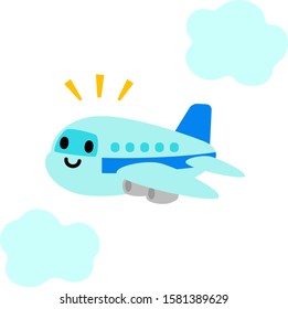 Cute airplane with smiling face