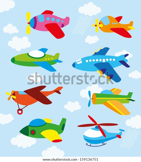 Cute Airplanes Stock Vector (Royalty Free) 159136751 | Shutterstock