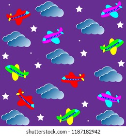 cute airplane's seamless pattern