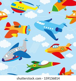 cute airplane's seamless pattern