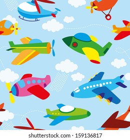 cute airplane's seamless pattern