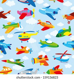 cute airplane's seamless pattern