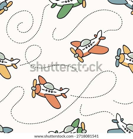 Cute Airplanes Seamless Pattern for Kids Background and Fabric Design