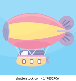 Cute Airship Flying in the Sky