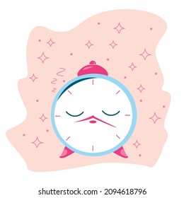 Cute alarm clock, bell.  Loud signal. Concept of getting up in the morning. Cute vector illustration. 