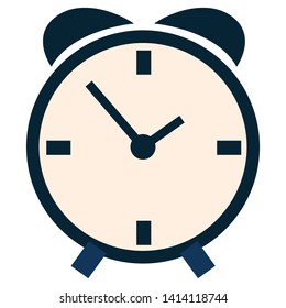 Cute alarm clock with bells vector illustration, watch icon