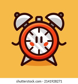 Cute alarm clock cartoon vector icon illustration 