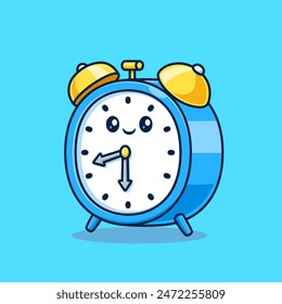 Cute Alarm Clock Cartoon Vector Icon Illustration. Technology Education Icon Concept Isolated Premium Vector. Flat Cartoon Style
