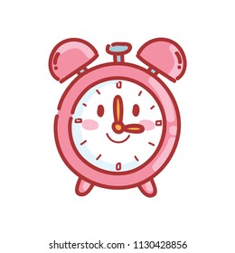 Cute Alarm Clock character with eyes. Vector cartoon illustration. Set of pictures in school theme in hand drawn style