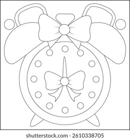 Cute Alarm Clock Coloring book page for kids 