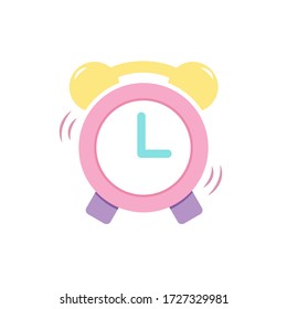 Cute alarm clock flat vector illustration. Colorful alarm clock
