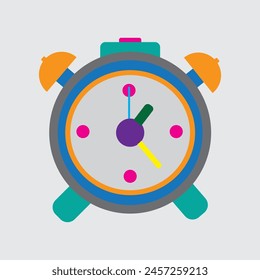 cute alarm clock flat vector icon