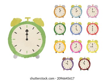 Conjunto de ilustraciones de reloj de alarma