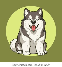 Cute alaskan malamute dog cartoon chibi vector illustration