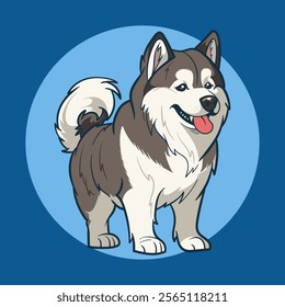 Cute alaskan malamute dog cartoon chibi vector illustration