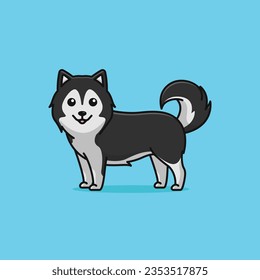 Cute alaskan malamute simple cartoon vector illustration dog breeds nature concept icon isolated