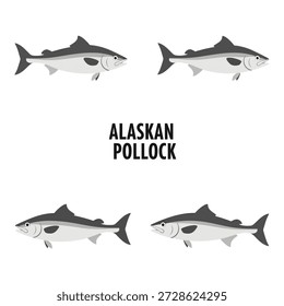 Niedliche Alaskan Pollock Animal Vektorgrafiken