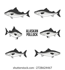 Linda Ilustración vectorial de animales de abadejo de Alaska