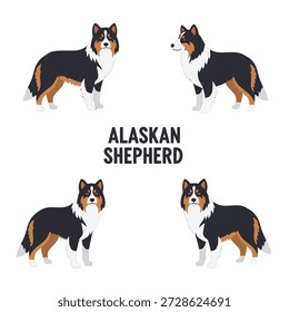 Ilustraciones vectoriales animales lindas del pastor de Alaska