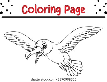 Cute albatross Bird coloring page. black and white vector illustration for a coloring book.