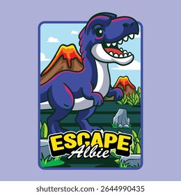Cute Albertosaurus Dinosaur Character Mascot in Vector Cartoon Illustration