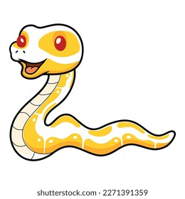 Cute albino ball python snake cartoon