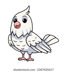 Cute albino cockatiel bird cartoon