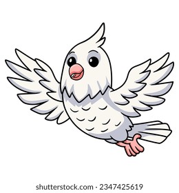 Cute albino cockatiel bird cartoon