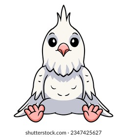 Cute albino cockatiel bird cartoon