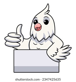 Cute albino cockatiel Vogel Cartoon geben Daumen auf