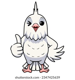 Cute albino cockatiel Vogel Cartoon geben Daumen auf