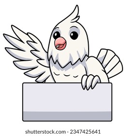 Cute albino cockatiel vogel cartoon winken Hand