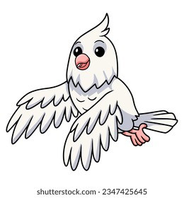 Cute albino cockatiel bird cartoon