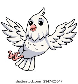 Cute albino cockatiel bird cartoon