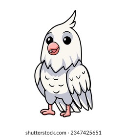 Cute albino cockatiel bird cartoon