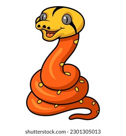 Cute albino golden child reticulated python cartoon
