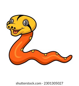 Cute albino golden child reticulated python cartoon