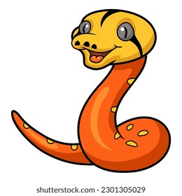 Cute albino golden child reticulated python cartoon