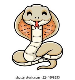 Cute albino monocled cobra cartoon