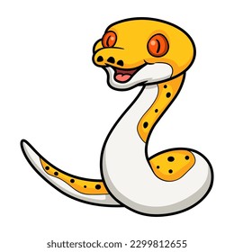 Cute albino pied reticulated python cartoon