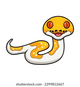 Cute albino pied reticulated python cartoon