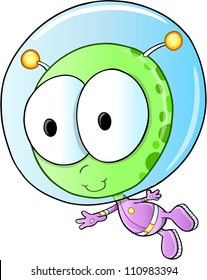 Cute Alien Astronaut Vector Illustration