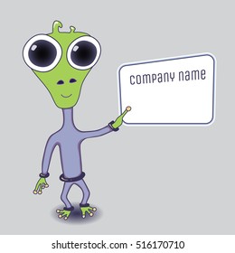 Cute alien with banner for your text