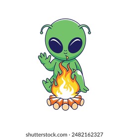 Cute alien camper Cartoon Vector