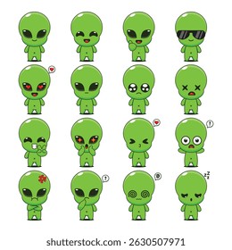 Cute alien cartoon mascot character illustration. Cartoon alien mascot character for logo, sticker, or animation design.