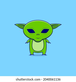Cute alien cartoon vector icon illustration. science technology icon concept
